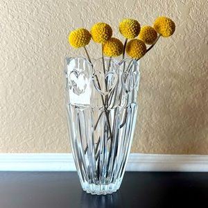 Vintage Fifth Avenue 24% Lead Crystal “Cherish” Vase, 7.5” tall, Hearts, scallop